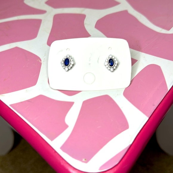 Elegant Sparkly Silver and Blue Stud Earrings with Cubic zirconia’s New on Card - Picture 4 of 5